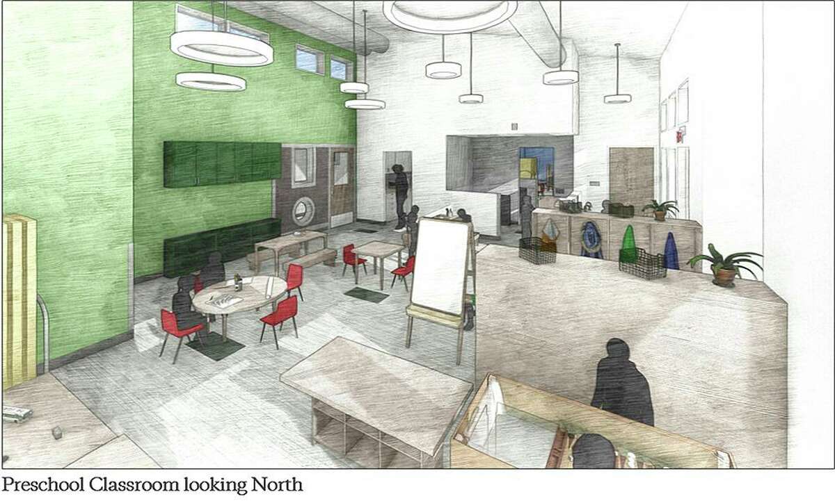 Renderings for the new Wesleyan University Neighborhood Preschool in Middletown show the design of one of the classrooms.
