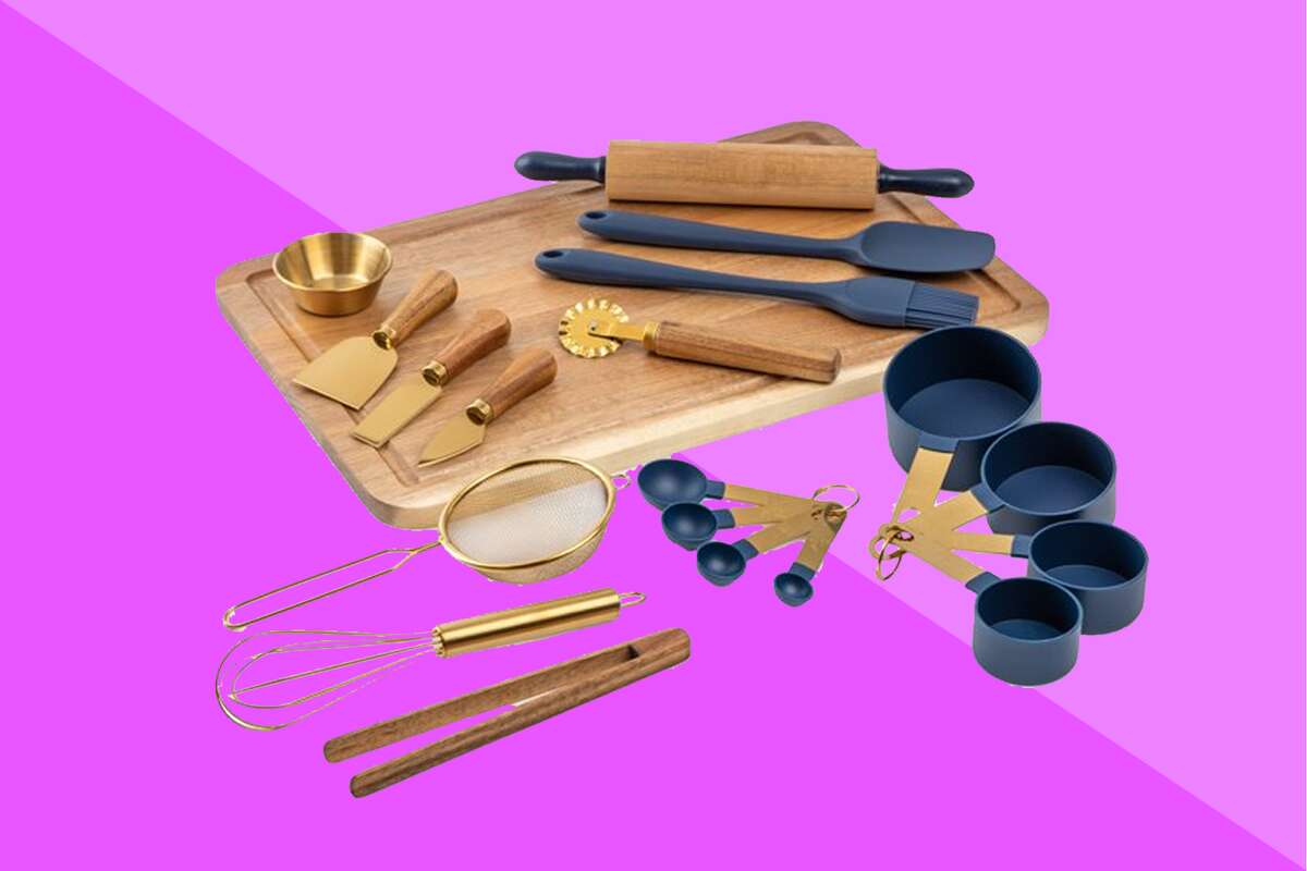 The Thyme & Table Wood Board and Silicone Baking 20-Piece Set ($20) from Walmart. 