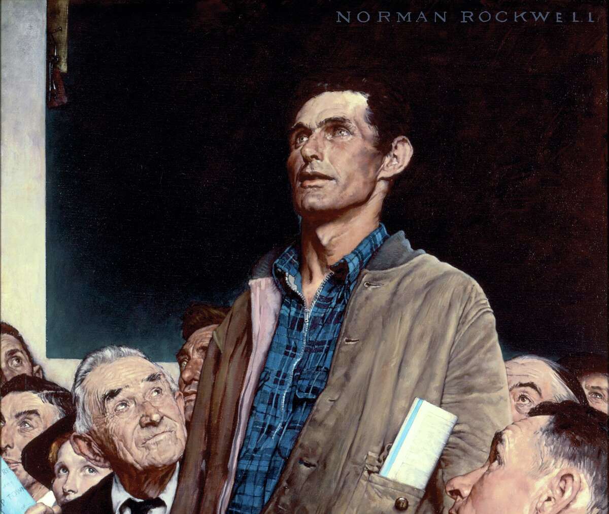 One of Norman Rockwell’s “Four Freedoms” paintings, titled “Freedom of Speech.”