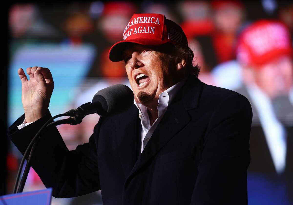 FLORENCE, ARIZONA - JANUARY 15: Former President Donald Trump speaks at a rally at the Canyon Moon Ranch festival grounds on January 15, 2022 in Florence, Arizona. The rally marks Trump's first of the midterm election year with races for both the U.S. Senate and governor in Arizona this year. (Photo by Mario Tama/Getty Images)