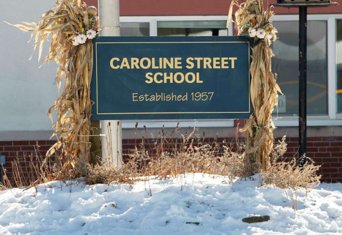 Exterior of Caroline Street School where a controversy over masks happened on Tuesday, Jan. 25, 2022 in Saratoga Springs, N.Y.