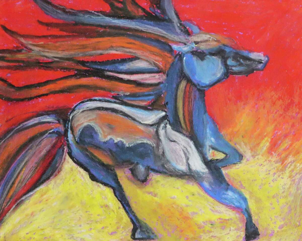 ] “The Gods’ Colorful Horse,” by Silvercrest Elementary School student Iris Wu, has earned a gold medal in the Houston Livestock Show and Rodeo art competition.