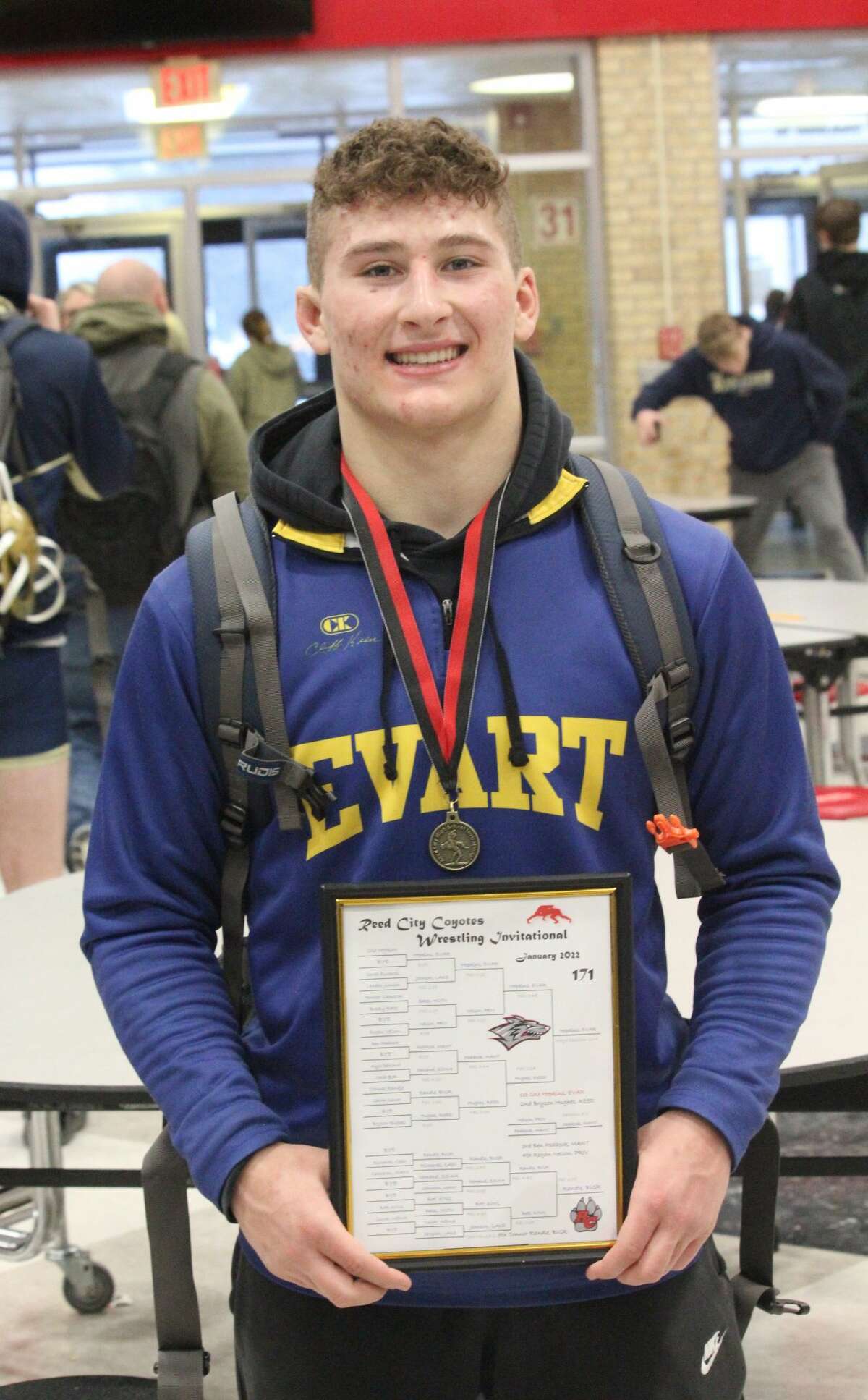 Evart's Cole Hopkins took first place at the Reed City Invitational on Saturday.