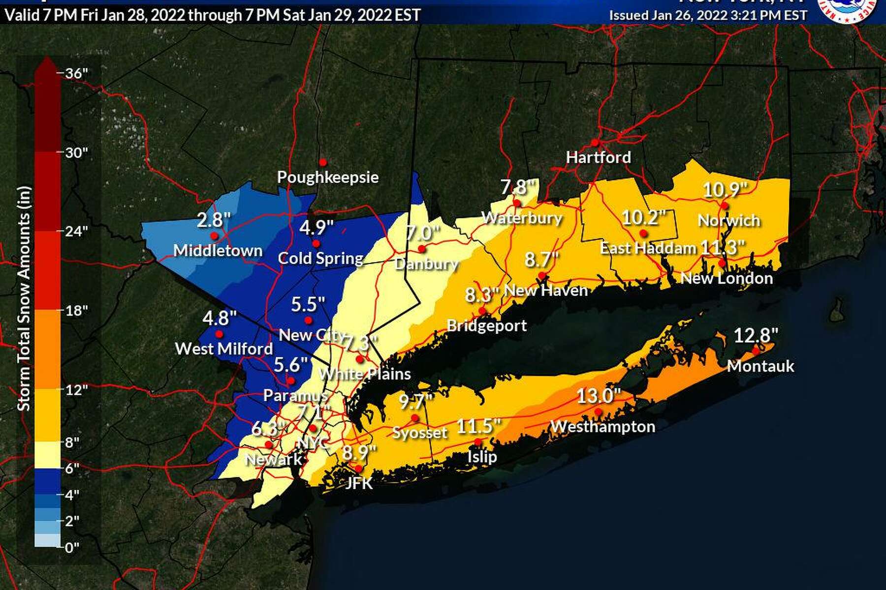 Total Snow Accumulation Map Ct Braces For Nor Easter But Snow Totals Remain Uncertain