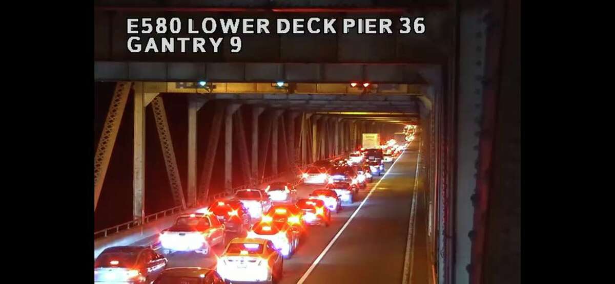 Traffic on the Richmond San Rafael Bridge after a crash.