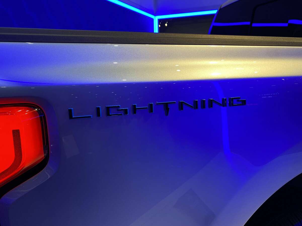 The 2022 Ford Lightning badging.