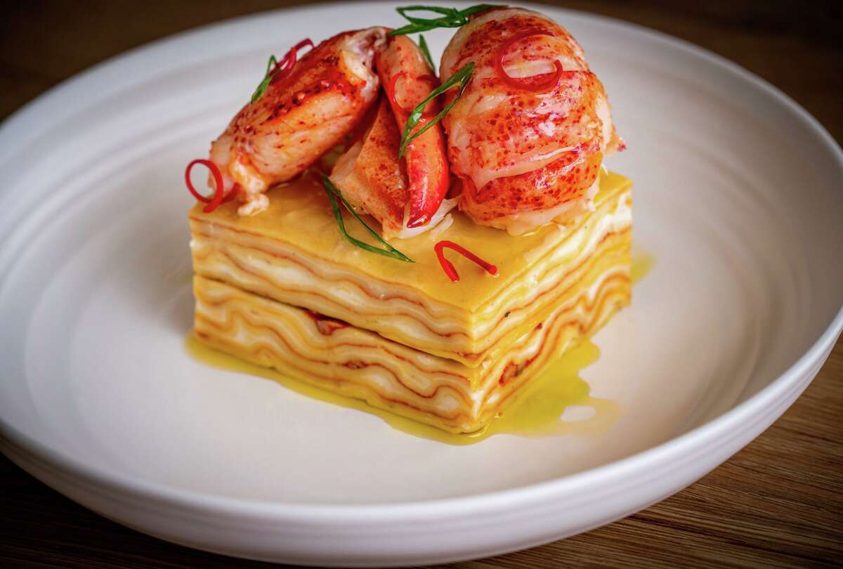 Lobster lasagna is part of the menu at the new Italian restaurant Allora at the Pearl.