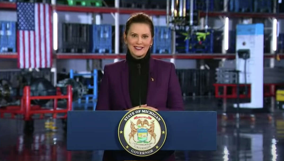 Gov. Gretchen Whitmer at the beginning of her State of the State address this past week, where one of her proposals for the coming year would be doing away with a tax on retiree's pensions.