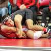 Danbury’s Jakob Camacho in action for the North Carolina State wrestling team.