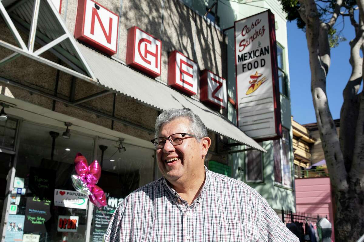 Casa Sanchez President Robert Sanchez stands outside his family’s building on 24th Street. The location is slated to become one of San Francisco’s first Latino-owned properties to receive historical landmark status for its contributions to the city.