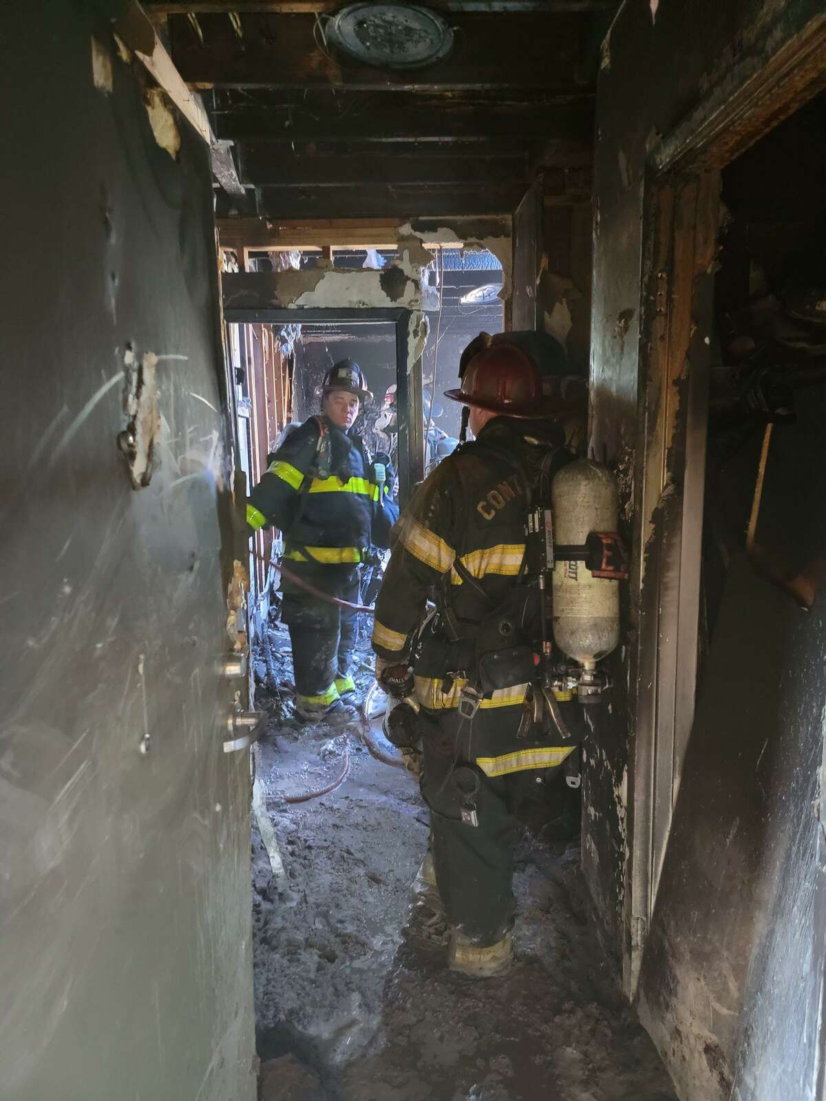 Firefighters rescued an injured resident of a senior housing complex in Pleasant Hill on Thursday after a fire started in one of the second-floor units, officials said.