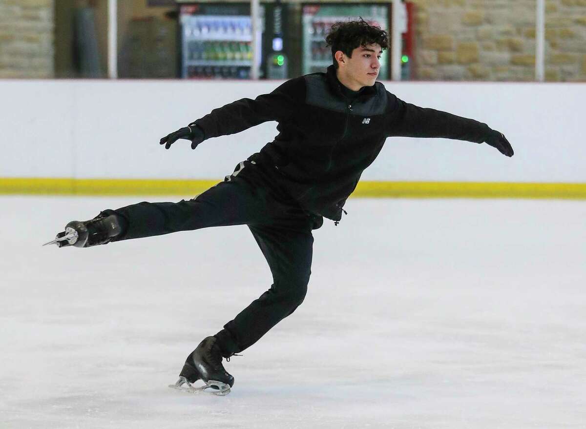 John Esteban Catano Molina, 17, ice skates at the ice rink in the Memorial City Mall. 