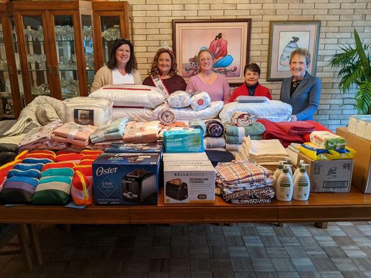 Members of the Zonta Club of Midland heard the call for help from two local nonprofits and responded with numerous donations. Local Zontians collected dozens of sheets, pillow cases, blankets, pajamas, personal and cleaning items, PPE masks and small appliances for Shelterhouse of Midland and Gladwin counties, as well as the Caregiving Network. Pictured above with the donated items are Zonta Club of Midland members, from left, Lindsey McMacken, Lisa Miner, Krista Blaser, Maria Cohoon, and Nan Blasy. Part of Zonta International, Zonta Club of Midland is a service organization of business executives and volunteers working together to advance the status of women in Midland and around the world. For more information, visit ZontaClubOfMidland.org.