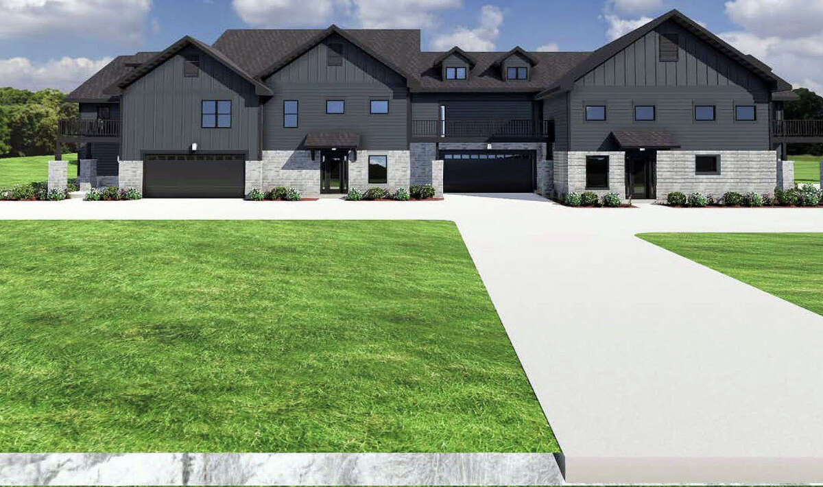 A rendering of Benton Place, the three terrace homes Spencer Homes plans to build at S. Benton and W. Park streets this year.