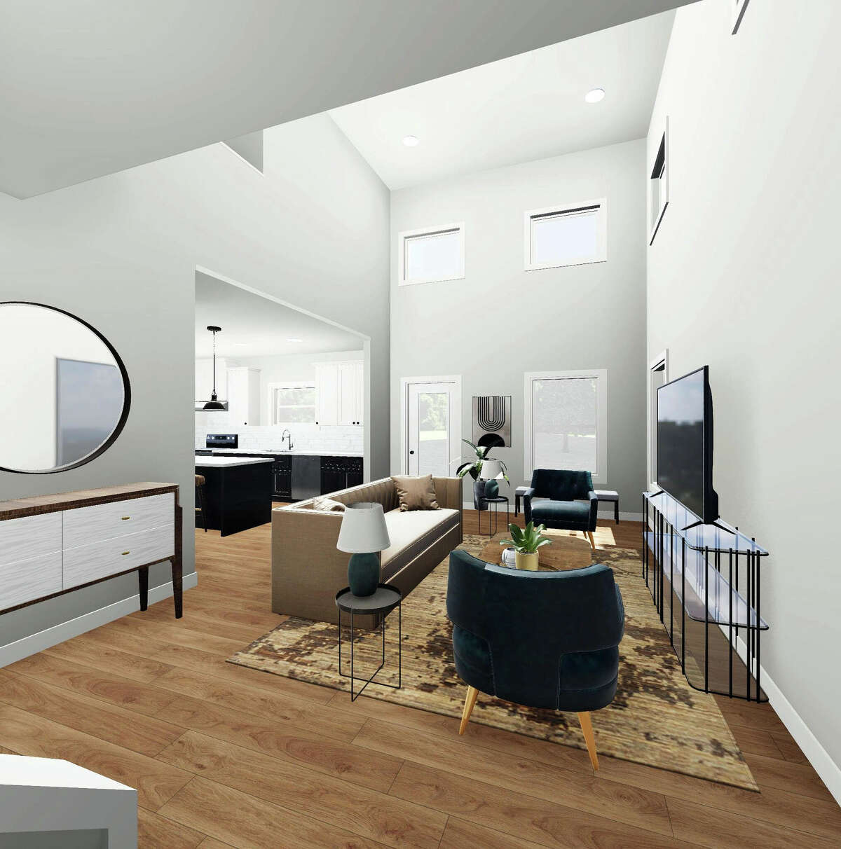 An interior rendering of a possible design plan for the terrace homes, Benton Place. Prices start in the $600,000 range.