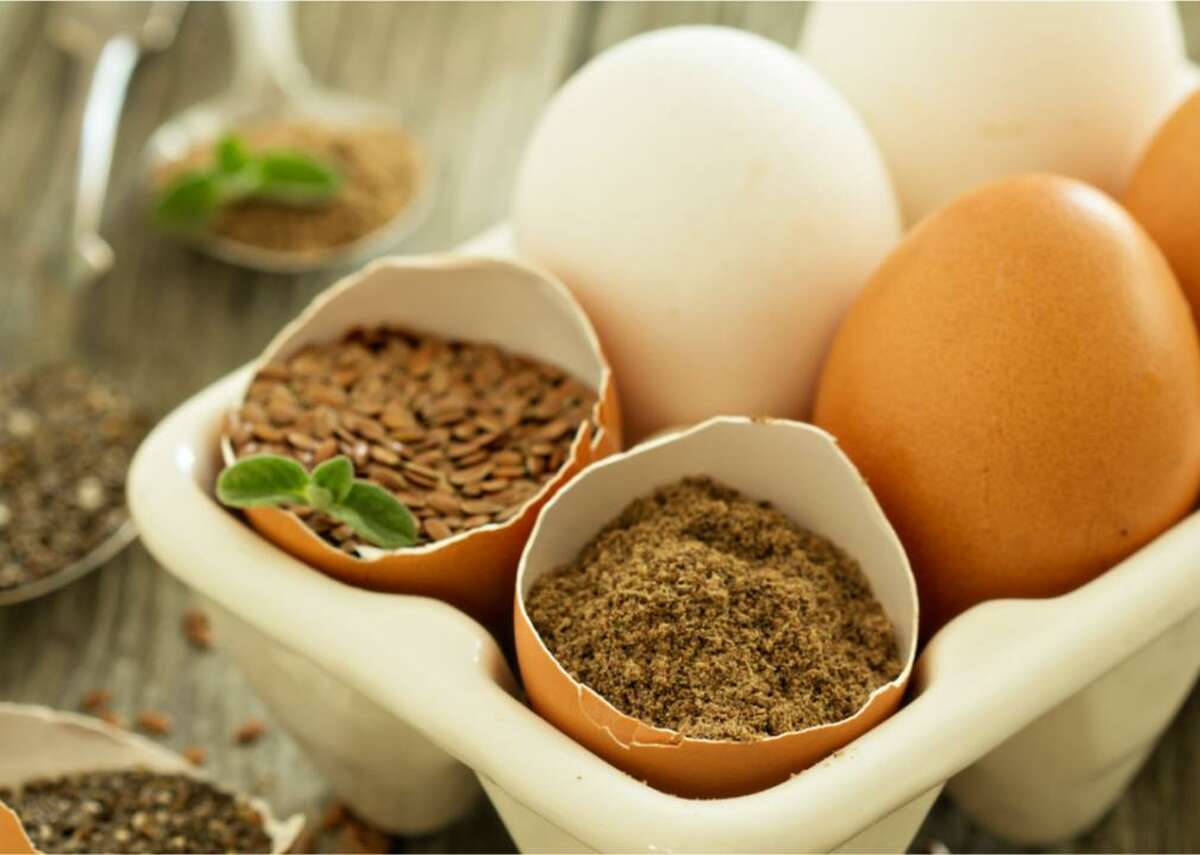 Eggs: Flaxseed, chia seed Eggs work miracles in baked goods, binding ingredients together and helping batter or dough rise and hold its shape. While there are other products on the market that can mimic baked, scrambled, or fried eggs, two nutritious pantry staples can stand in for an egg in most baking recipes: flaxseed and chia seeds. When ground flaxseed is mixed with water, the mixture takes on a gelatinous consistency perfect for binding ingredients while baking. For this egg swap, the rule of thumb is one tablespoon of finely ground flax seeds and three tablespoons of water per egg. Chia seeds and water work similarly, though the seeds don’t need to be ground and the ratio is one tablespoon seeds to one-third of a cup of water. Let the mixture sit for at least 15 minutes before use.
