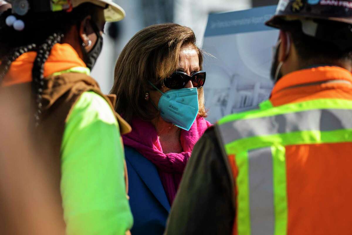 House Speaker Nancy Pelosi, D-San Francisco, appears at an event to tout the hundreds of millions of dollars that will flow to SFO for upgrades in the next few years.