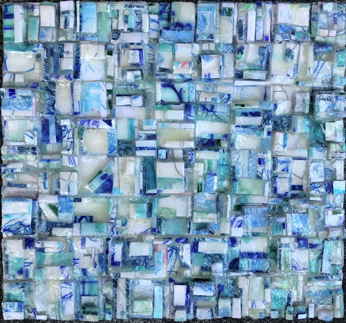 The public is invited to a reception at the Art/Place Gallery in Fairfield from 2 to 5 p.m. on Sunday, Feb. 6, for an “Assemblage,” art show. One of the three new members, Lynne Arovas, of the gallery, and who is displaying artwork in the show, has a piece of artwork that is titled: “Blue Glass,” and that is shown.