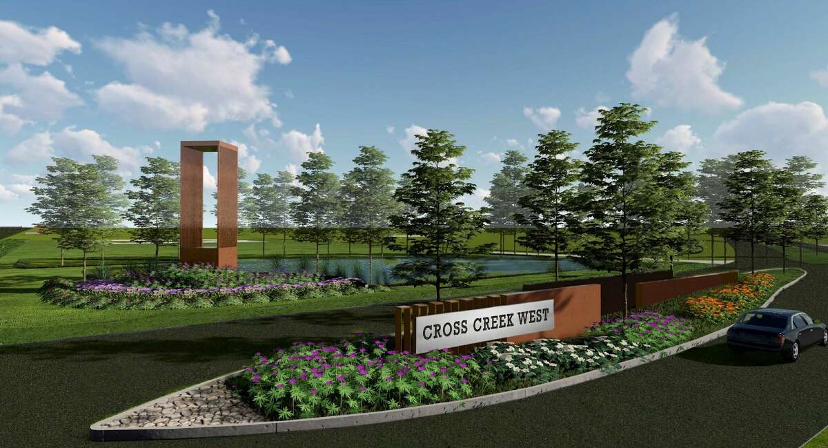 A rendering of the entrance for Cross Creek West, Johnson Development's newest master-planned community planned west of Houston. 