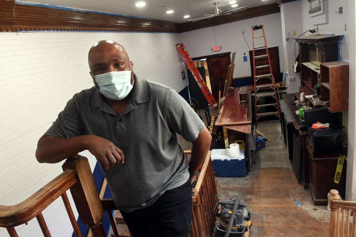 Owner Steven Boddie is photographed in the former Dunn’s Pub that he is transforming into the Tavern by the Hall at 2345 Whitney Ave. in Hamden on Jan. 25, 2022.