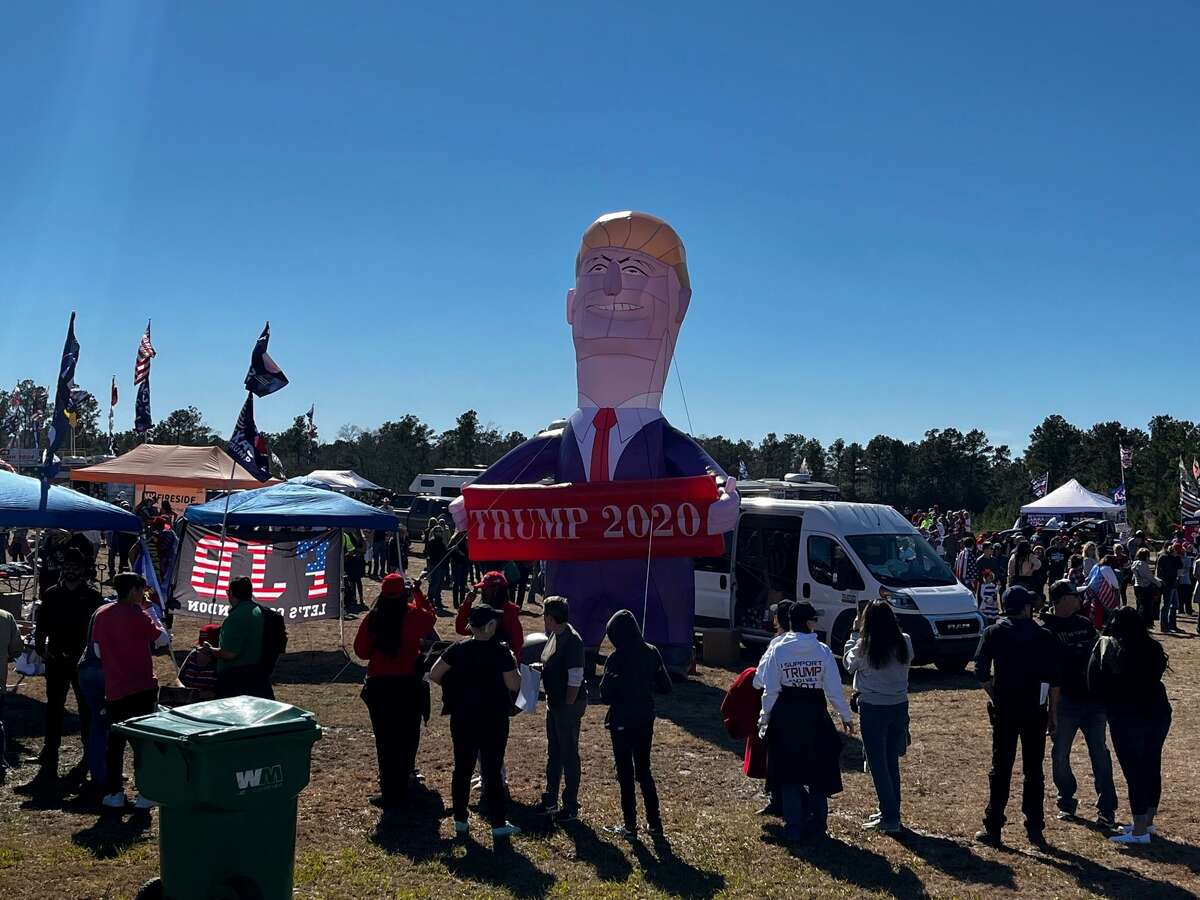 Thousands packed the Montgomery County Fairgrounds hours before the doors opened Saturday, Jan. 29, 2021, for former President Donald Trump’s first Texas MAGA rally since 2019.