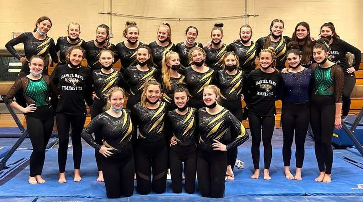 Daniel Hand’s girls’ gymnastics team has won five meets to open the season. Coach Kelly Smith’s Tigers have captured eight state titles during her tenure. They are 10-time SCC champions. Team members are seniors Reese Newman, Ally Gabrynowicz (captain), Riley Caruso (captain), and Paige Dean; (second row) Jordyn Gould (Guilford), Nicole Quain, Eva Alquist, Abby Simpson, Sydney Williams, Camryn McParland, Izzy Smethurst, Kelly Kilbourn, Ali Albanese (Coginchaug), and Ella Esposito (Guilford); (third row) Ellie Davern, Abby Lombardi, Brooke Anderson, Hadley Reiss, Dylan Friedman, Morgan McMahon, Morgan Flickinger, Olivia Consiglio, Sophia Prestash, Jacqueline Kennedy and Paris Cartelli.