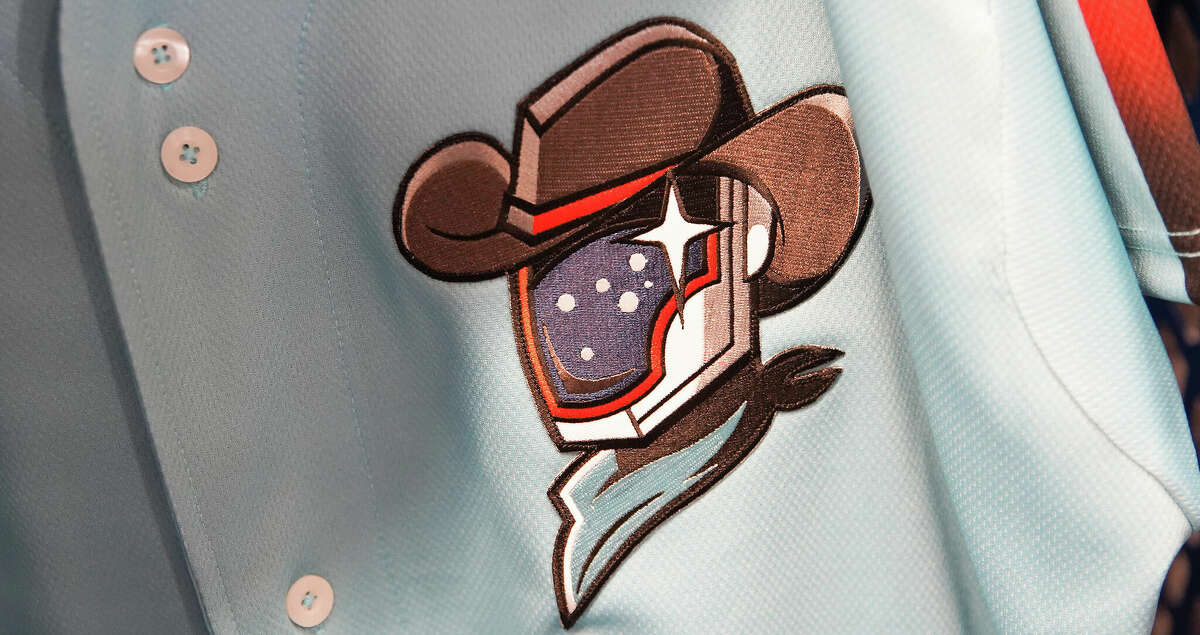Detail of the away uniform for the Sugar Land Space Cowboys on display in the locker room at Constellation Field on Saturday, Jan. 29, 2022 in Sugar Land .