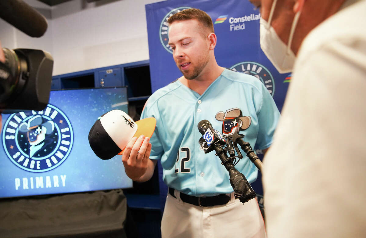Sugar Land Space Cowboy player Brett Conine talks about the new uniform and name during a press conference on Saturday, Jan. 29, 2022 in Sugar Land .