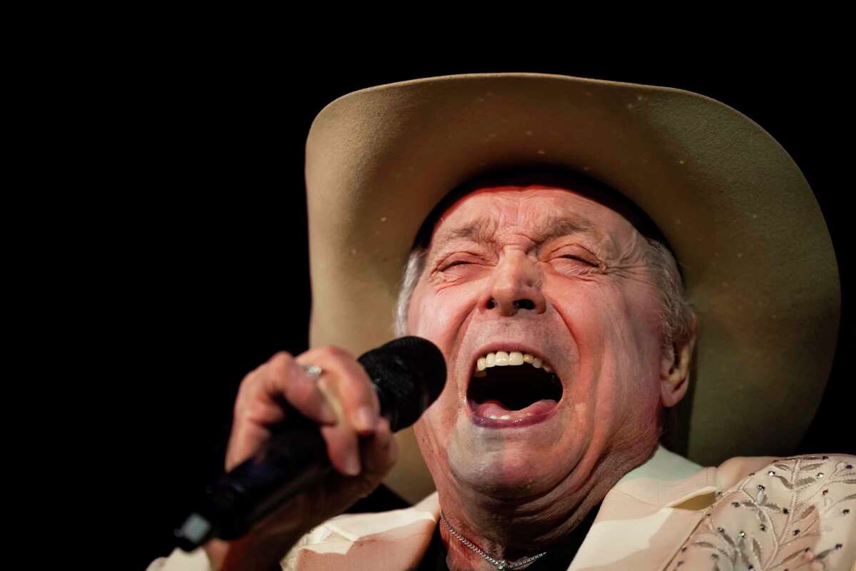 Mickey Gilley singing during Gilley’s 50th Anniversary Celebration at the Galveston Island Convention Center in February 2022.  Gilley’s became nationally famous after the 1980 blockbuster movie ‘Urban Cowboy.’