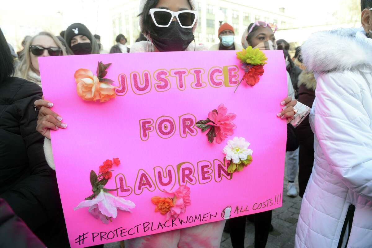 Family and friends of Lauren Smith-Fields gathered for a protest march in her memory in Bridgeport on Jan. 23. Smith-Fields was found dead in her Bridgeport apartment in December, and her family and friends marched in her memory on the day she would have celebrated her 24th birthday.
