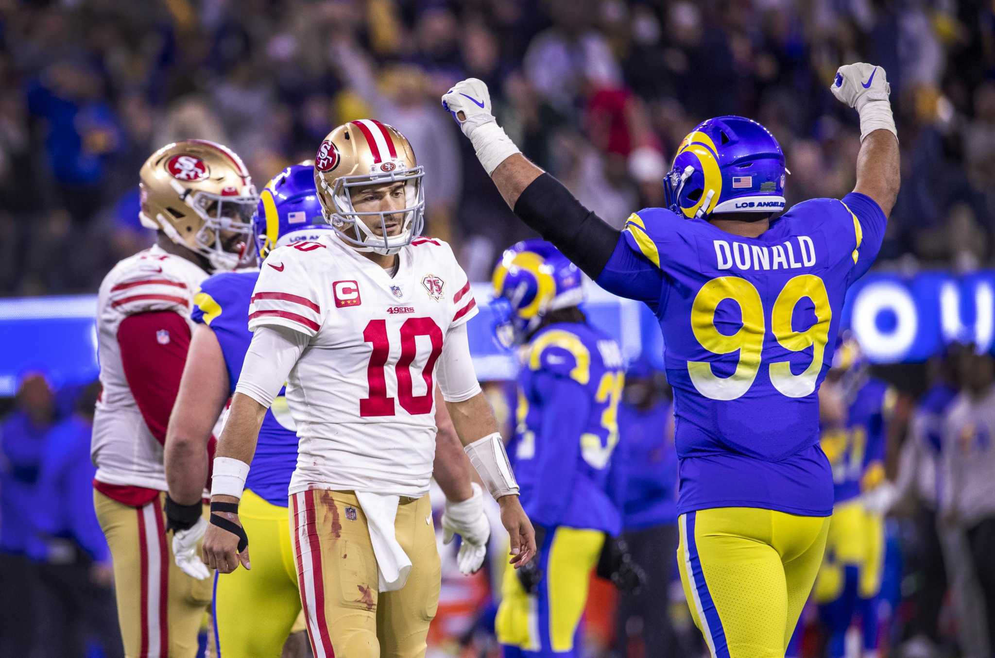 49ers Daniel Brunskill vs Rams Aaron Donald 