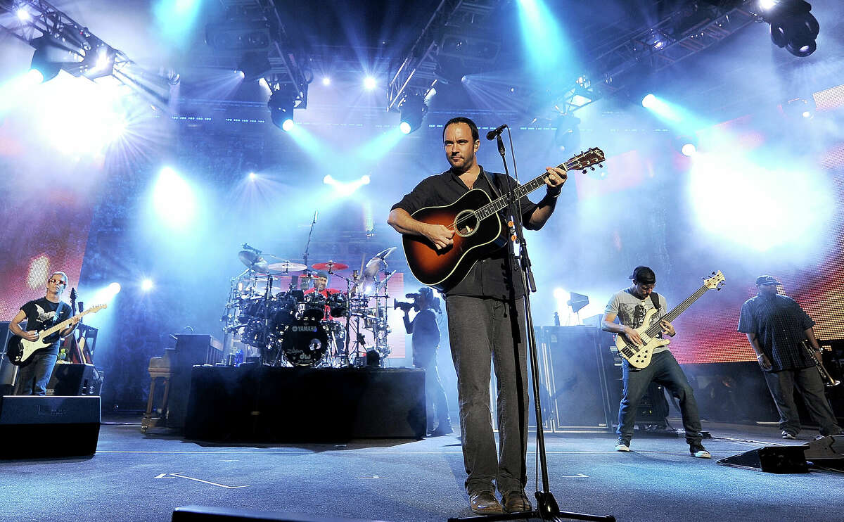 CONCORD, CA - AUGUST 25: (L-R) Guitarist Tim Reynolds, Drummer Carter Beauford, Vocalist/Guitarist Dave Matthews and Bassist Stefan Lessard of The Dave Matthews Band performs at Sleep Train Amphitheatre on August 25, 2010 in Concord, California. (Photo by C Flanigan/FilmMagic)