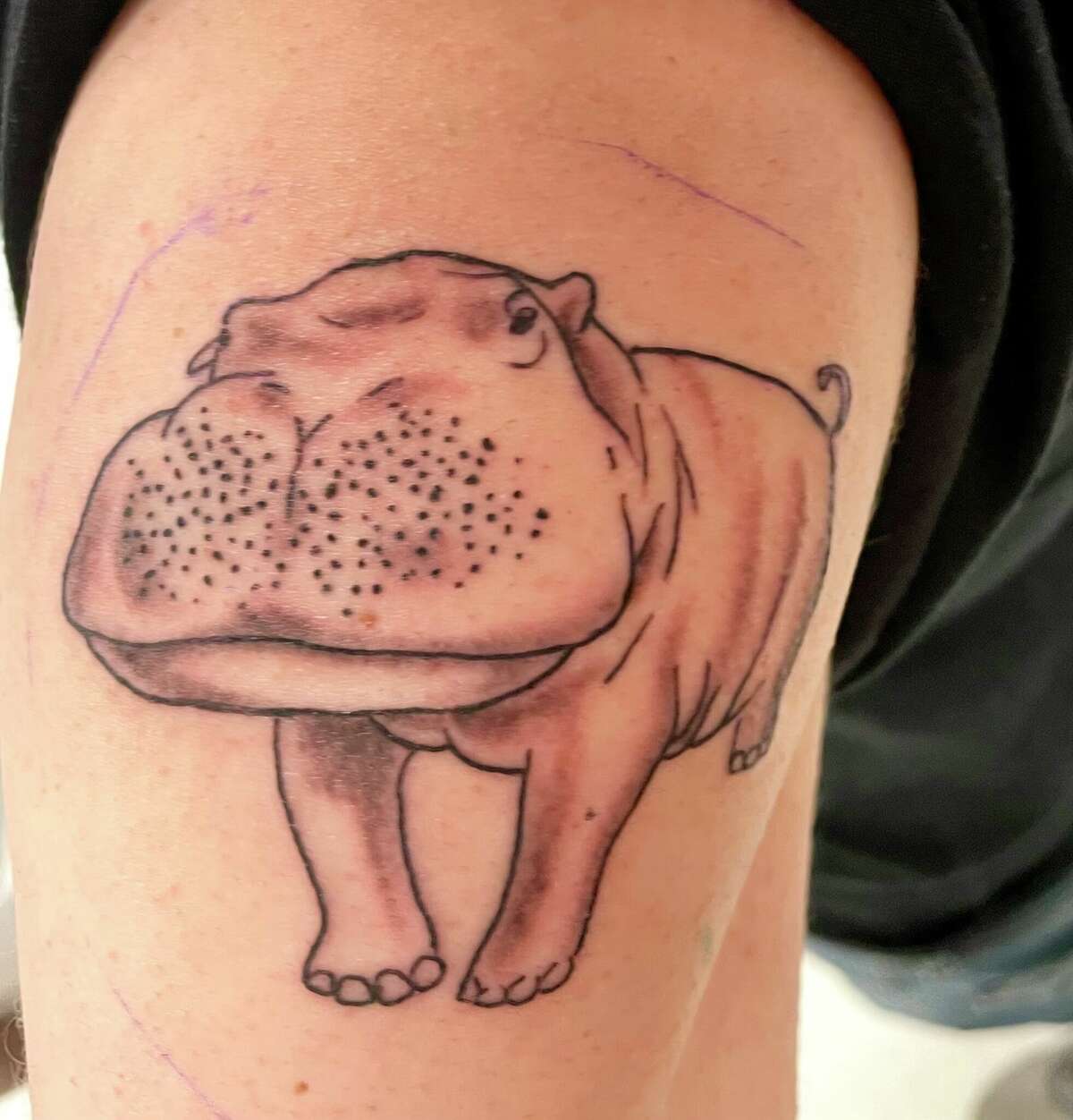 Super cute hippo with  Electric Unicorn Tattoo Collective  Facebook