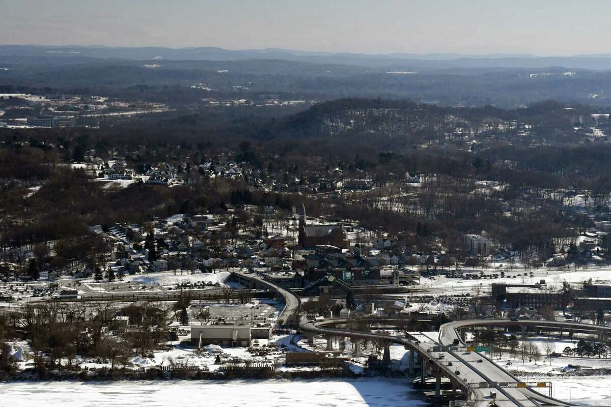 View of the City of Rensselaer from Corning Tower on Tuesday, Feb. 1, 2022, in Albany, N.Y. The city of Rensselaer is slated to be removed from the Capital Region's 20th congressional district, which is represented by U.S. Rep. Paul Tonko. Rensselaer would be drawn into a far-reaching 19th congressional district, which is a seat held by U.S. Rep. Antonio Delgado.