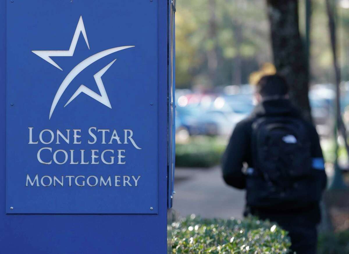 A student walks through the campus of Lone Star College - Montgomery, Wednesday, Jan. 26, 2022.