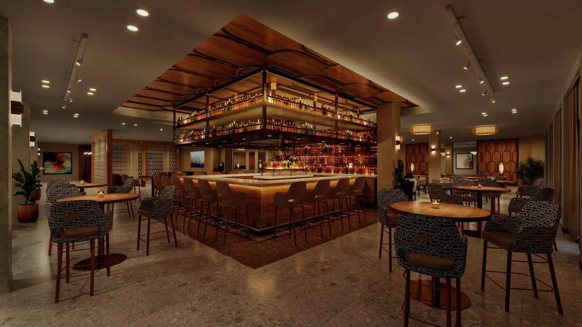 Renderings of renovations at the Marriott Plaza hotel, which will be known as The Otis Hotel San Antonio when it reopens.