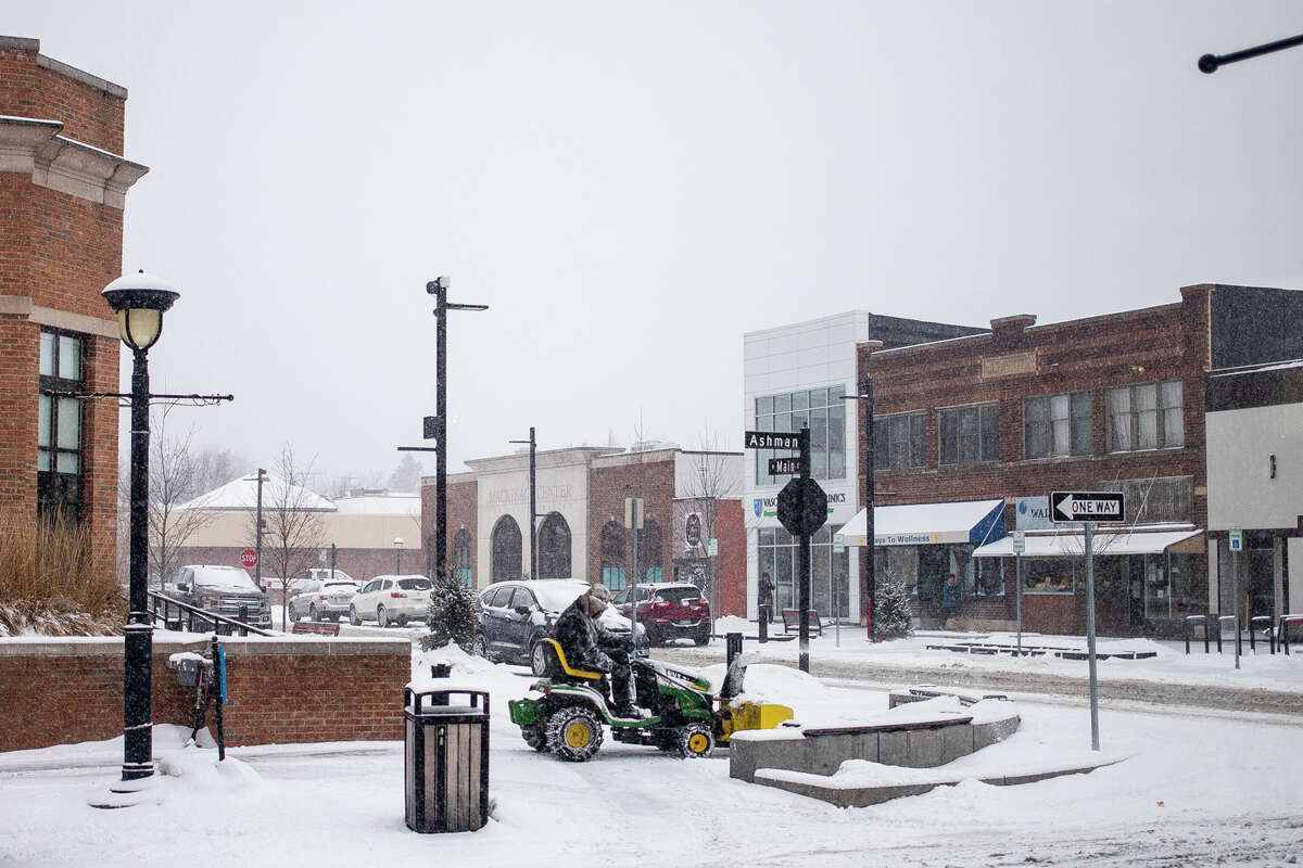Downtown Midland is pictured on a recent snowy day.