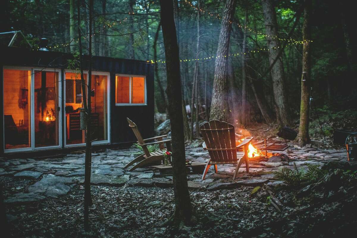Container Cabin in the Catskills, Saugerties, New York: View listing here BYO firewood for the firepit and the woodstove.