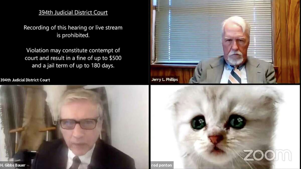 This video grab courtesy of the 394th District Court of Texas obtained on February 9, 2021, shows Texas lawyer Rod Ponton appearing as a cat during a virtual hearing of the 394th District Court of Texas. - A Texas lawyer appeared as a talking cat during a Zoom call with a judge, sparking worldwide delight at the latest video conferencing mishap of the pandemic work-from-home era. The cat filter left lawyer Rod Ponton struggling to explain his situation to sympathetic judge, Roy Ferguson. "I believe you have a filter turned on in the video settings," the judge said. Ponton -- his voice appearing to be spoken by an increasingly anxious white kitten -- asked "Can you hear me, judge? "The judge responded saying "I can hear you. I think it's a filter...""It is," the nodding cat said. "And I don't know how to remove it. I've got my assistant here, she's trying to, but I'm prepared to go forward with it... I'm here live. I'm not a cat." (Photo by - / 394th District Court of Texas / AFP) / RESTRICTED TO EDITORIAL USE - MANDATORY CREDIT "AFP PHOTO / Redbull / Predrag Vuckovic" - NO MARKETING NO ADVERTISING CAMPAIGNS - DISTRIBUTED AS A SERVICE TO CLIENTS --- NO ARCHIVE --- / TO GO WITH AFP STORY -"Feline silly? Lawyer appears as cat on Zoom call" (Photo by -/394th District Court of Texas /AFP via Getty Images)
