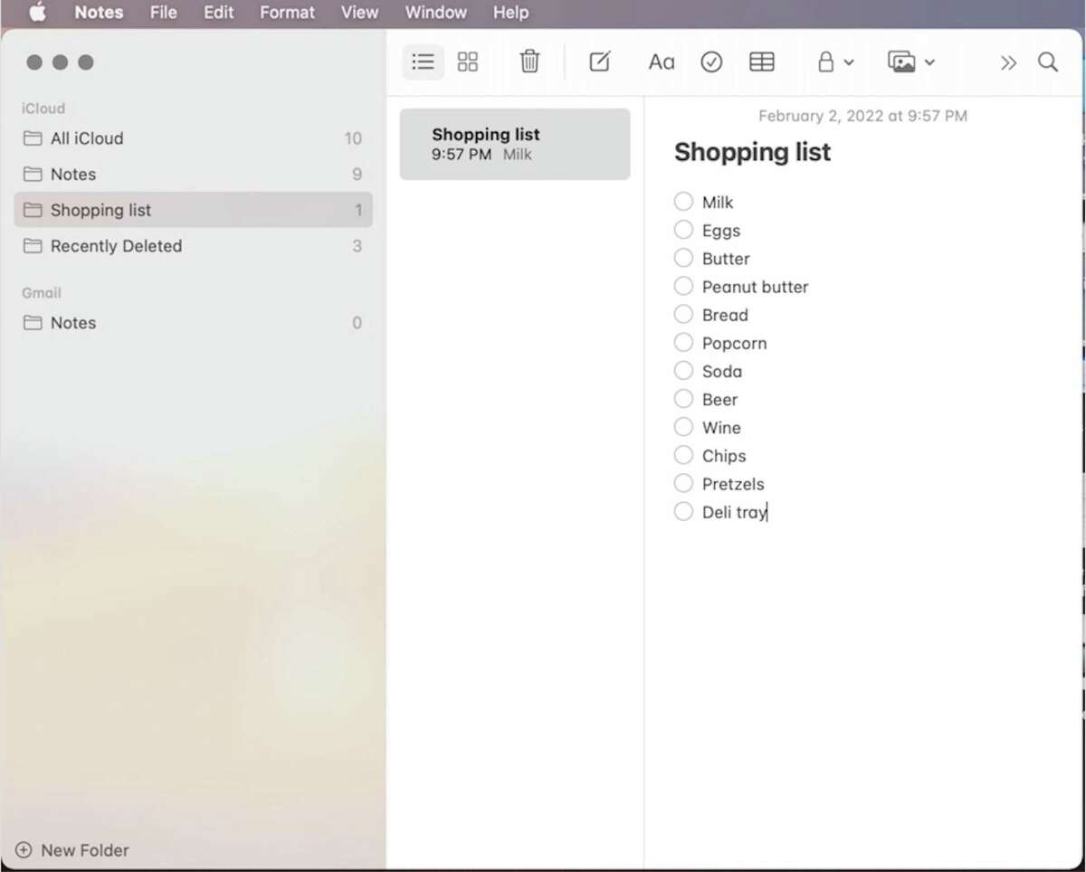 Other Notes features include shared notes, which are great for grocery lists, trip planning, and built-in checklists and tables.