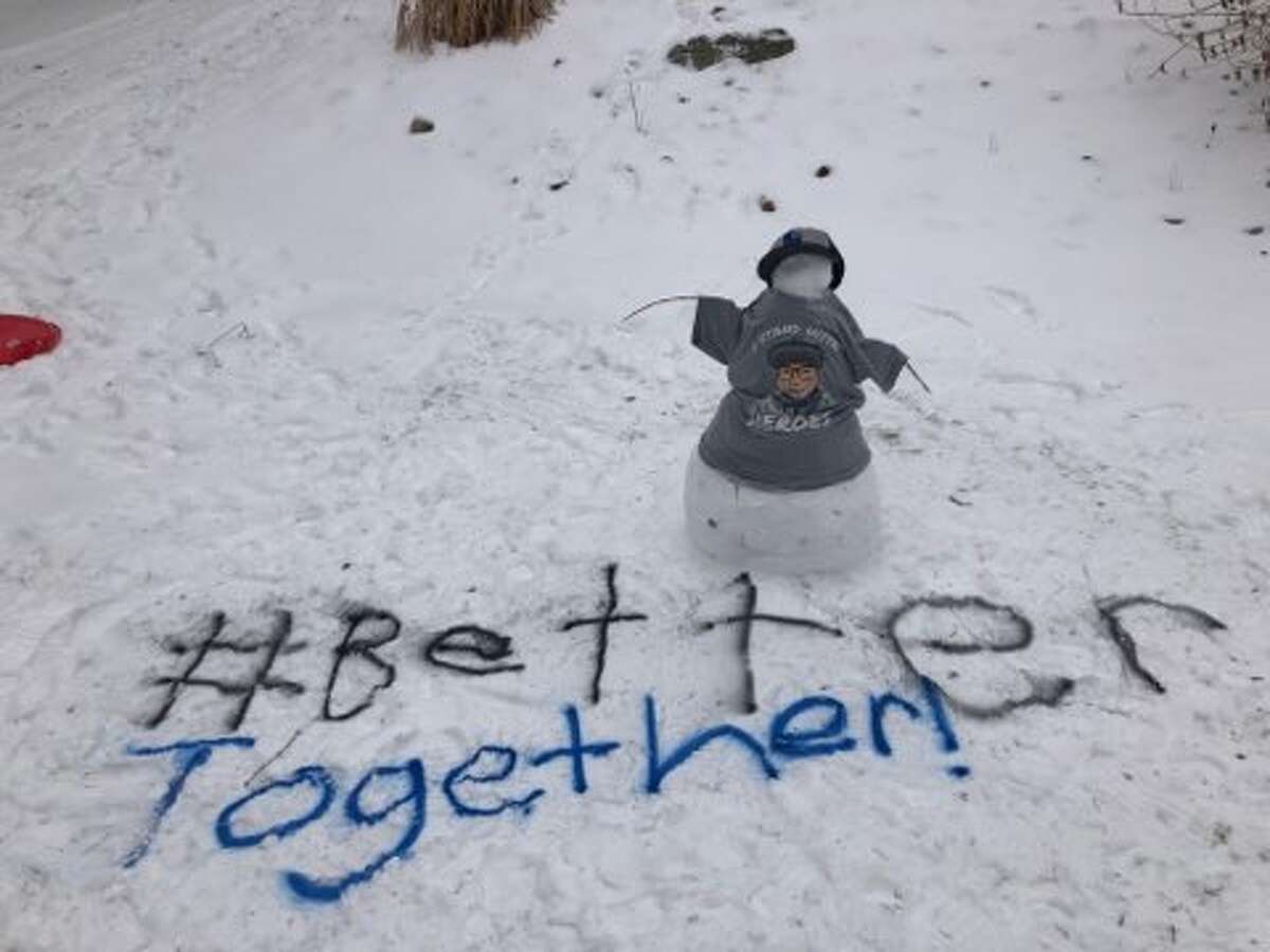 Over 50 Liberty Middle School students shared their school spirit by decorating snowmen during the snow days this week. 