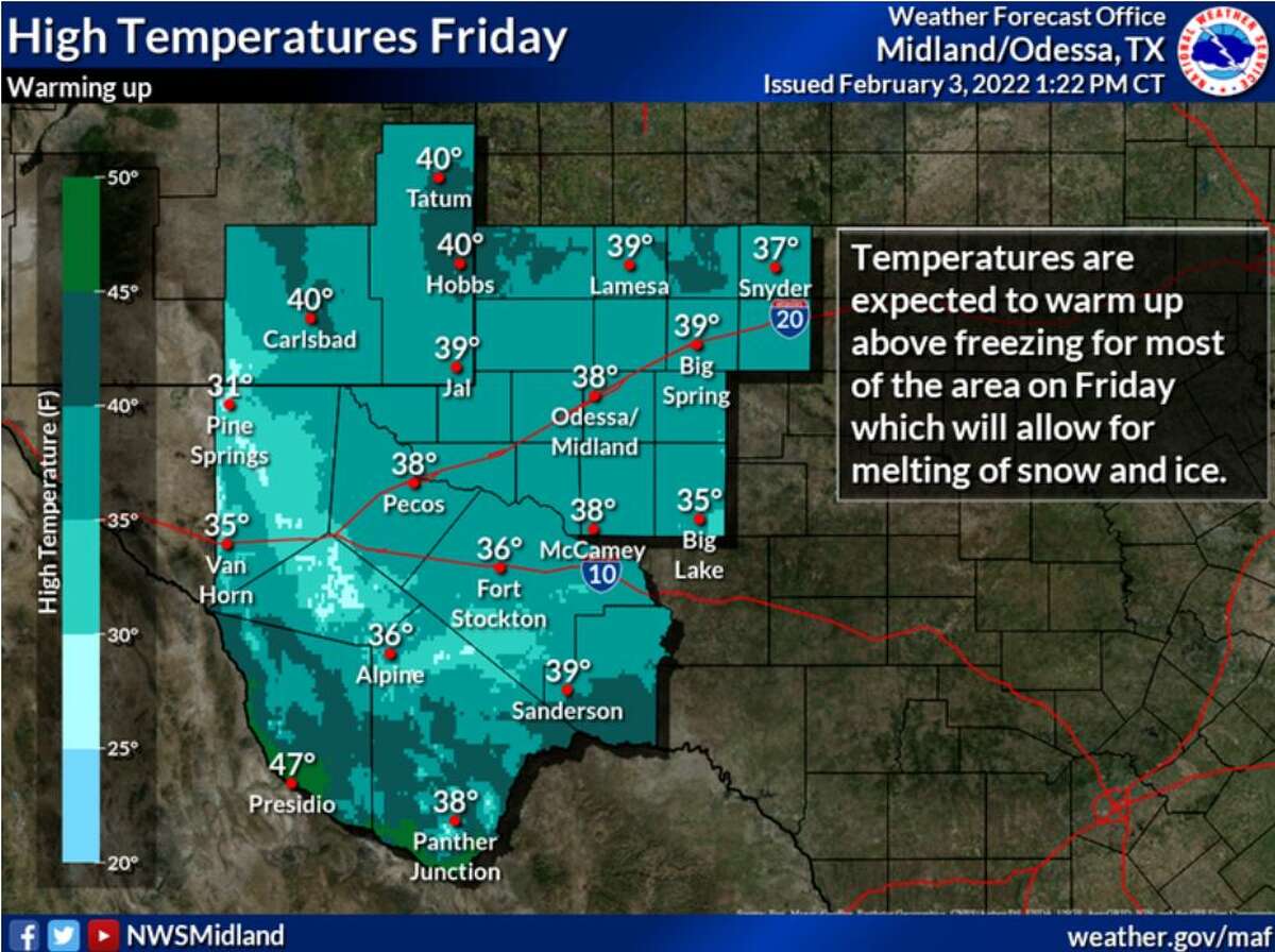 Temperatures are expected to warm up above freezing across most of the area on Friday.