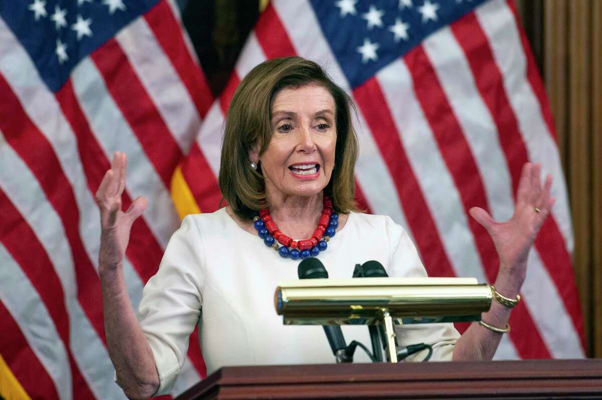 Speaker of the House Nancy Pelosi, D-Calif., speaks during her weekly press conference, Thursday, Jan. 20, 2022, at the Capitol in Washington.
