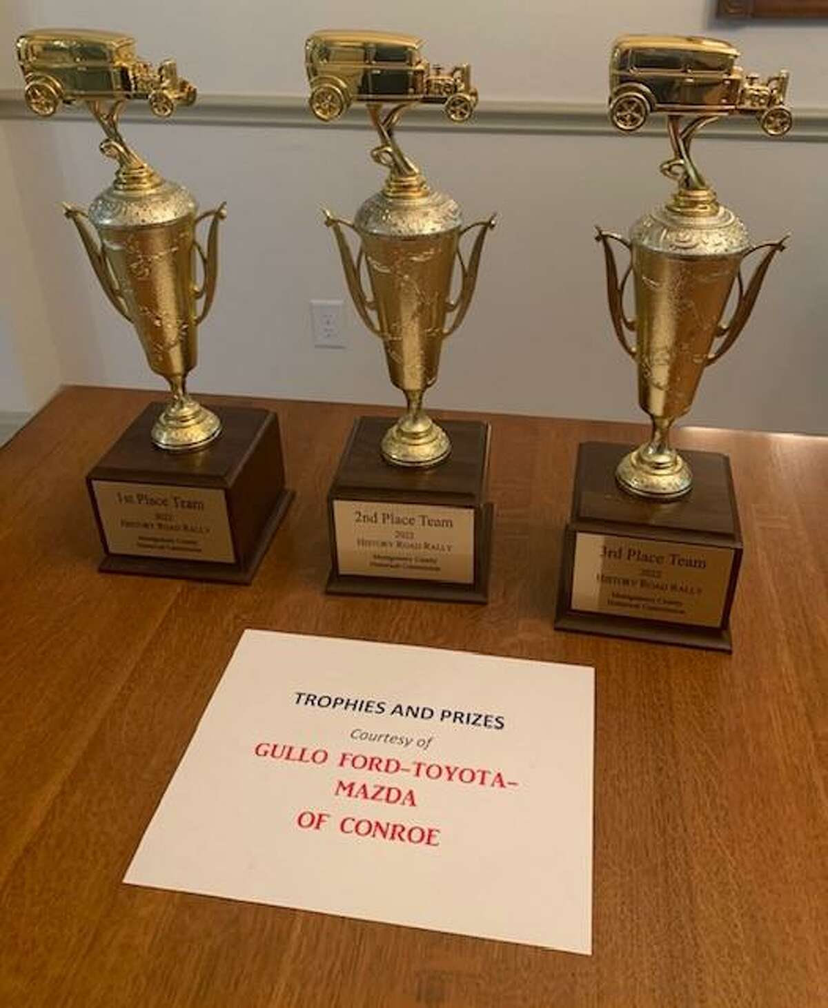 The 9th Annual History Road Rally took place in Magnolia on Jan. 29. The Scott team took top honors in the competition. Pictured are the winner trophies.