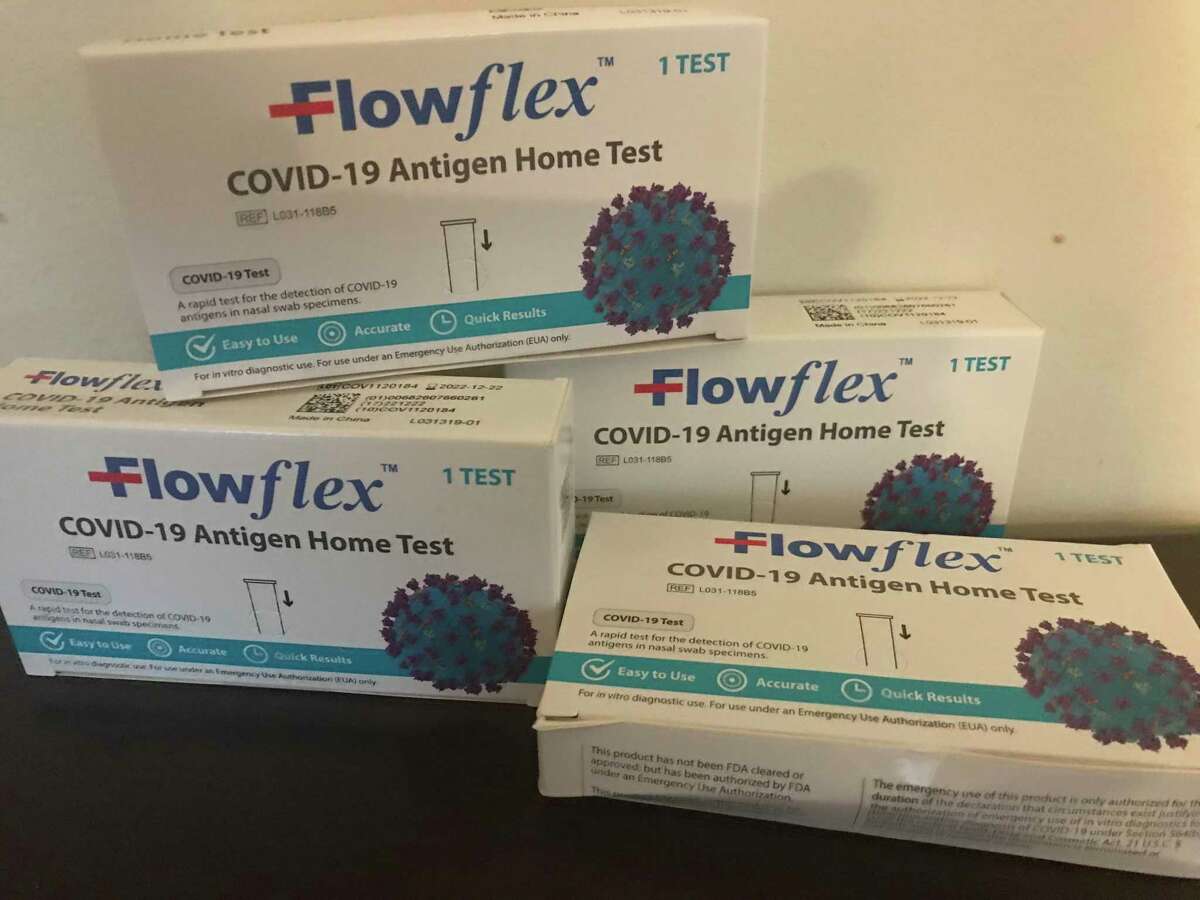 Four COVID test kits, ordered Jan. 18 on COVIDTests.gov and received Feb. 3.