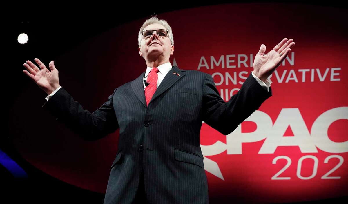 In this July 9, 2021, file photo, Texas Lt. Gov. Dan Patrick speaks during opening general session of the Conservative Political Action Conference (CPAC) in Dallas.