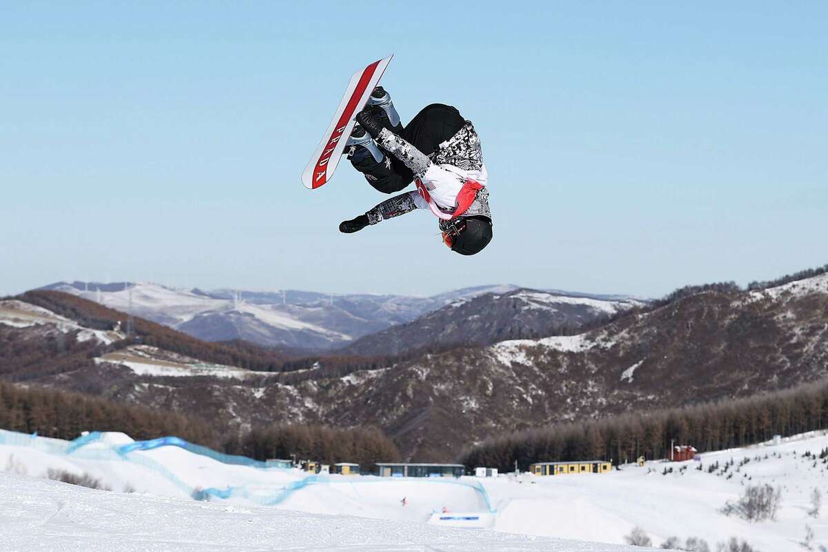 Westport’s Julia Marino performs a trick during the Women’s Snowboard Slopestyle Final on Day 2 of the Beijing 2022 Winter Olympic Games at Genting Snow Park on Sunday in Zhangjiakou, China.