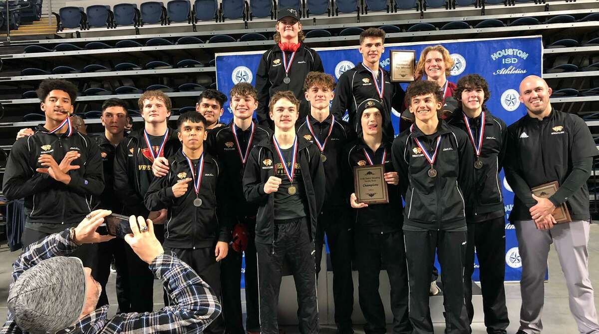 The Caney Creek boys wrestling team won the District 12-5A meet at Delmar Fieldhouse in Houston on Saturday, Feb. 5, 2022.