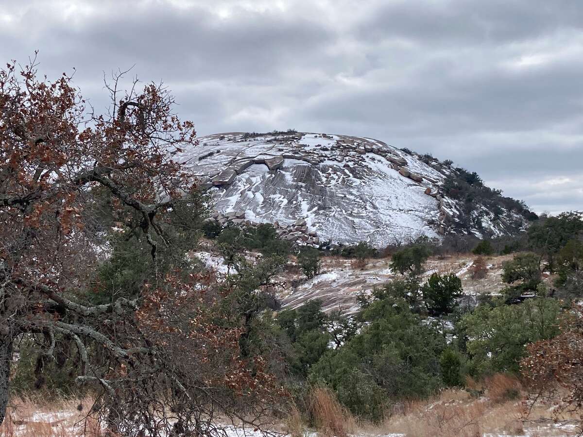 Texas Parks and Wildlife posted several photos of how the snow left one of its most popular parks, Enchanted Rock State Natural Area. 