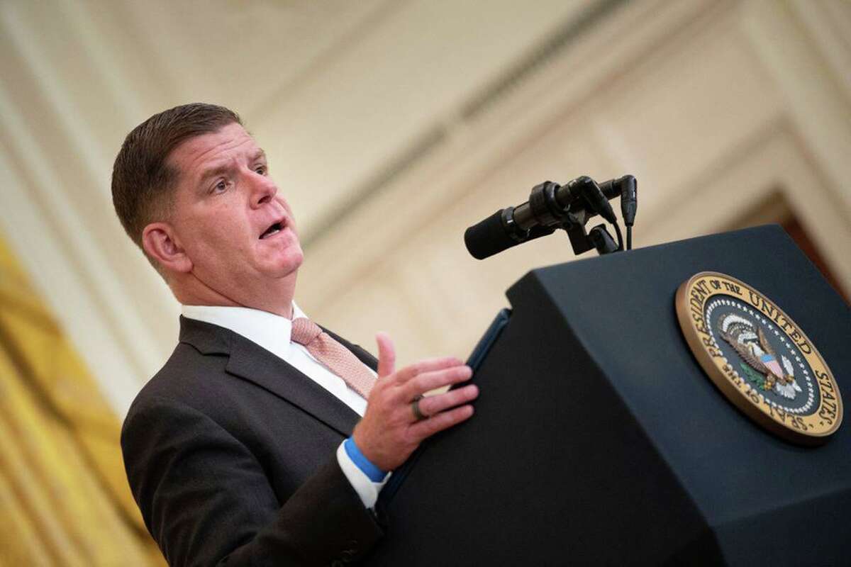 US Secretary of Labor Marty Walsh speaks about Labor Unions during an event in the East Room of the White House September 8, 2021, in Washington, DC. (Brendan Smialowski/AFP via Getty Images/TNS)